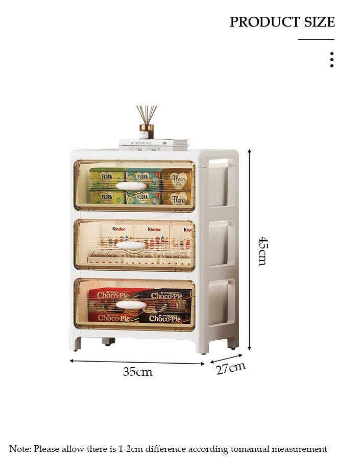 DUNISO 3 Layers Drawer Storage Cabinet Drawer Plastic Containers Box with Wheels 35CM Wide Slit Cabinet Drawer Unit Multipurpose Drawer Storage Organizer for Kitchen Bedroom Bathroom and Living Room - Image 2
